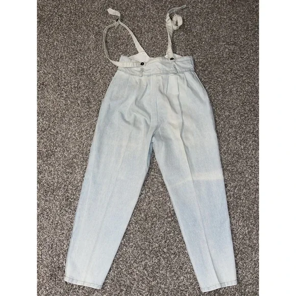 Vintage 80s 90s SWAT Light Acid Wash Denim Jeans Jumpsuit Overalls Size 9 - Picture 9 of 16